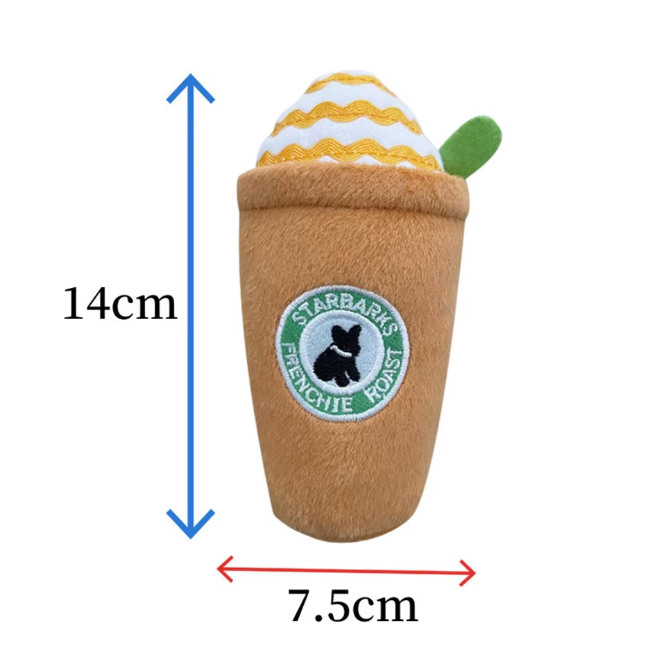 Dog Plush Toys Pet Squeaky Printed Beer Bottle Shape Toy Dog Bite-Resistant Clean Teeth Chew Interactive Toys