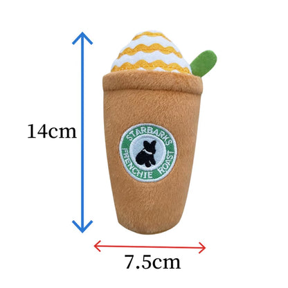 Dog Plush Toys Pet Squeaky Printed Beer Bottle Shape Toy Dog Bite-Resistant Clean Teeth Chew Interactive Toys