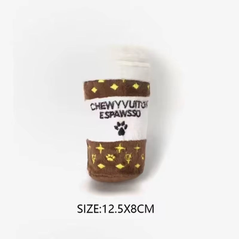 Dog Plush Toys Pet Squeaky Printed Beer Bottle Shape Toy Dog Bite-Resistant Clean Teeth Chew Interactive Toys