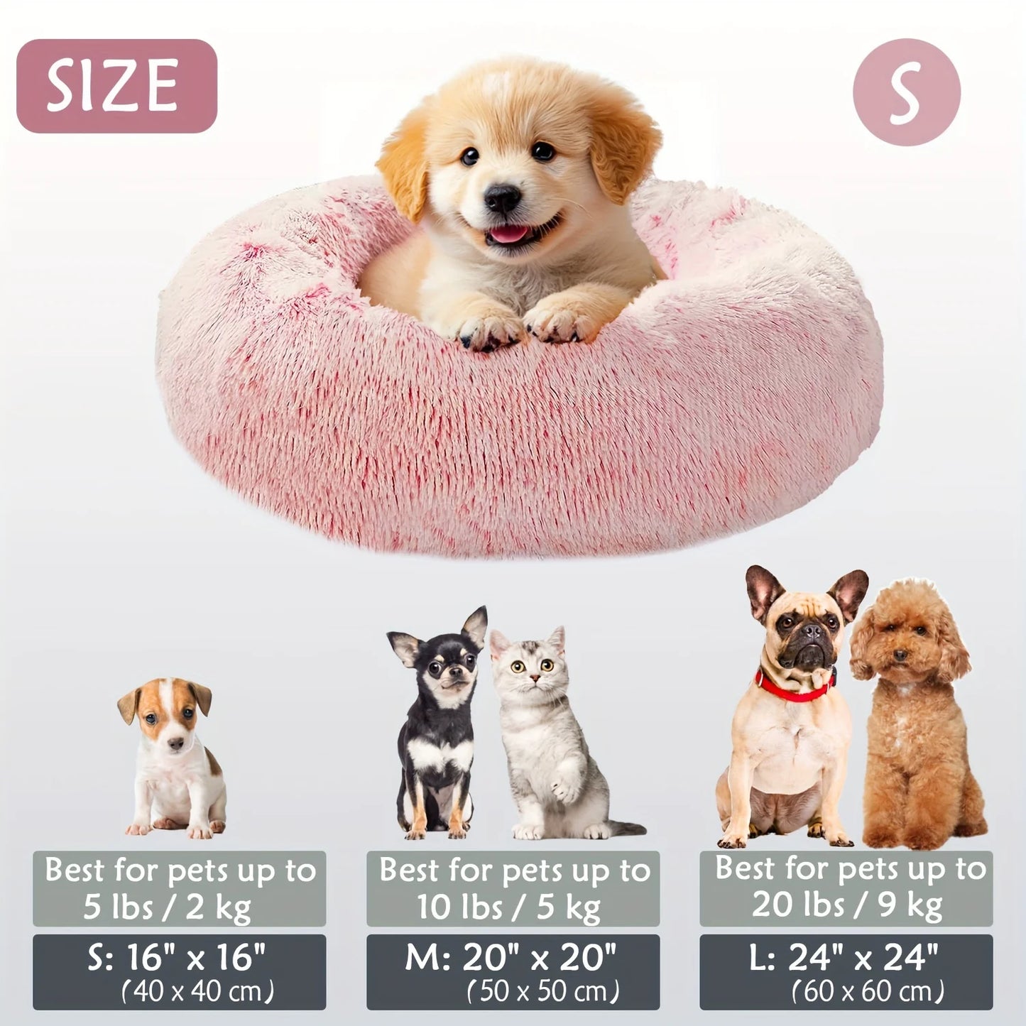 Plush Hooded Pet Bed round Fluffy Soft Cat Bed