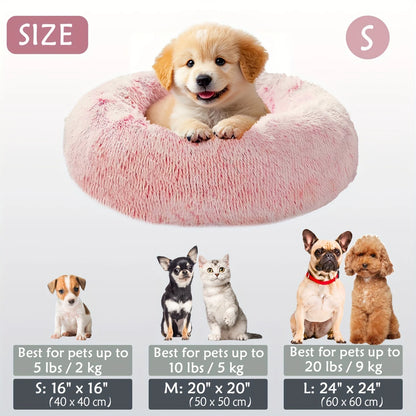 Plush Hooded Pet Bed round Fluffy Soft Cat Bed