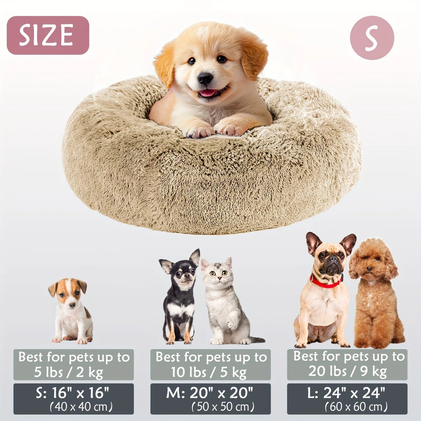 Plush Hooded Pet Bed round Fluffy Soft Cat Bed
