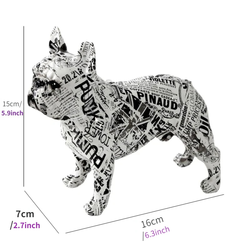 Colorful Standing French Bulldog Resin Statue