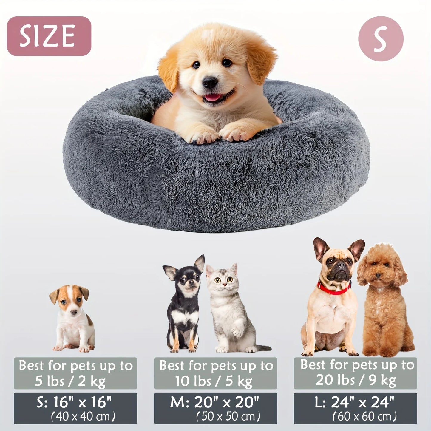 Plush Hooded Pet Bed round Fluffy Soft Cat Bed