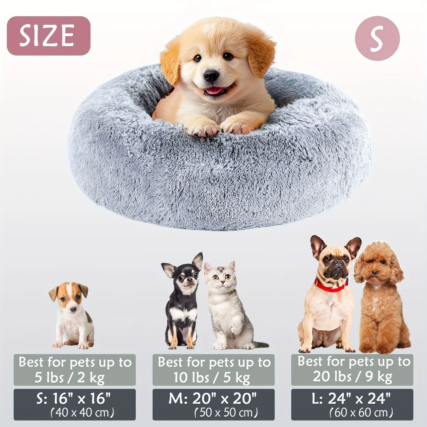 Plush Hooded Pet Bed round Fluffy Soft Cat Bed