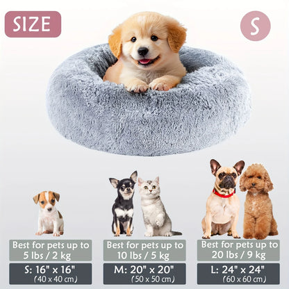 Plush Hooded Pet Bed round Fluffy Soft Cat Bed