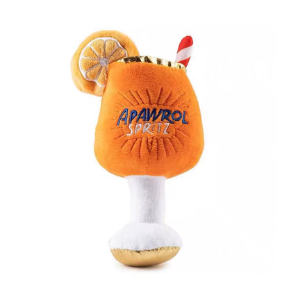 Dog Plush Toys Pet Squeaky Printed Beer Bottle Shape Toy Dog Bite-Resistant Clean Teeth Chew Interactive Toys